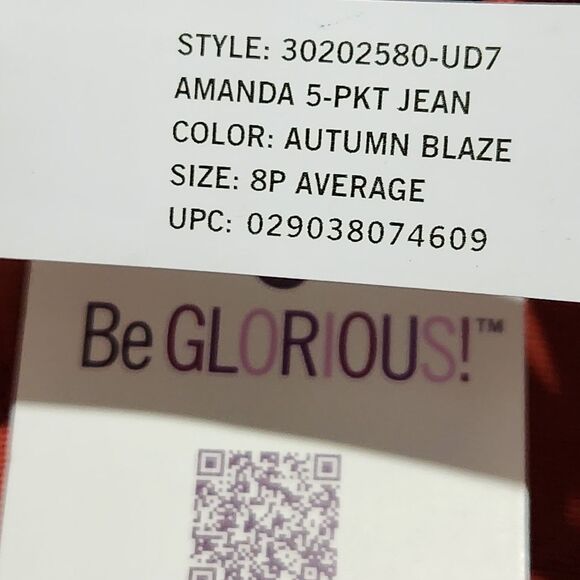 Gloria Vanderbilt Jeans Size 8 Petite Autumn Blaze Color Tapered Leg. - Picture 12 of 15